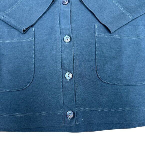 Women's L.L. BEAN Cardigan Sweater Cotton V-Neck Button Indigo Blue- Size S - Picture 4 of 7